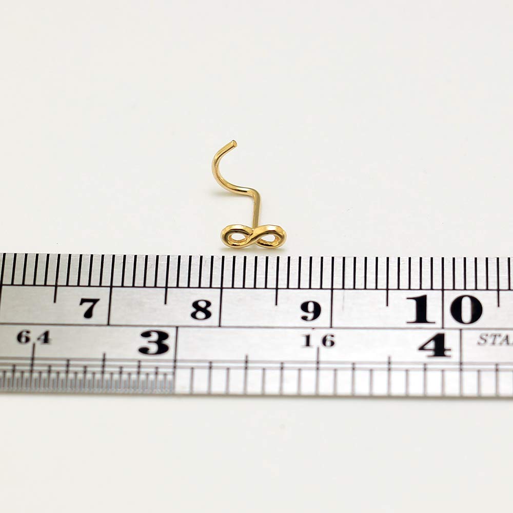 Monster Piercing 9K Gold Echtgold | Nasenpiercing Nasenstecker Stud | Infinity Unendlich Zeichen | Stabstärke: 20G (0,8 mm) | Stablänge: 7mm | Hypoallergen