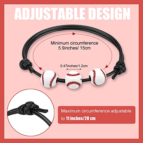 baseball party favors - 36pcs charm baseball bracelets for boys adjustable sport wristbands with bead balls - team theme birthday gift for teens