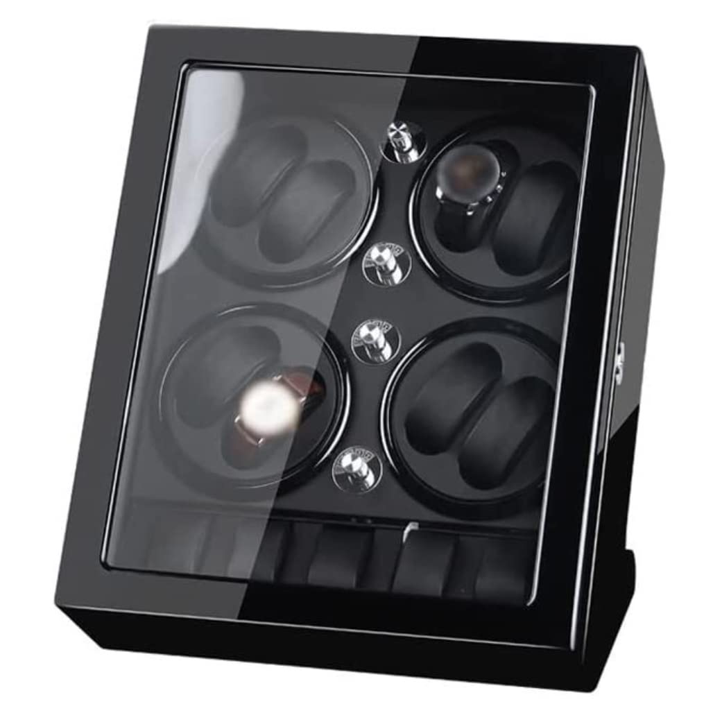 HVMBEUGOS Watch Box Watch Winder Piano Finish Exterior And Soft Flexible Watch Pillows Automatic Watch Winder Box Watch Organizer Watch Storage (B)