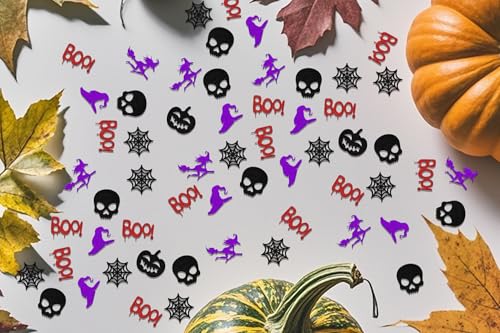 Four Ever Sweet 200 Pcs Horror Halloween Party Confetti,Pumpkin Witch Ghost Boo Spider Webs Confetti Halloween Table Decorations,Spooky One Birthday Party Decorations Supplies Black Purple & Red Glitter thumb #4