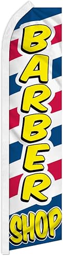 Infinity Republic Barber Shop Letters Swooper Flag, Día de la Independencia, 138 x 30 pulgadas, duradera