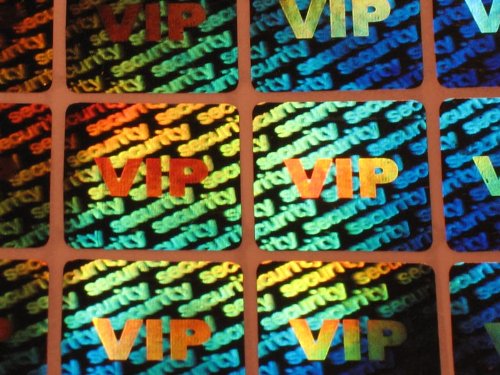 Holographic labels BY EtikettenWorld 20 mm x 20 mm ''VIP'' EW-H-S1100a, Tamper proof, Water proof, Security seal labels (10000)