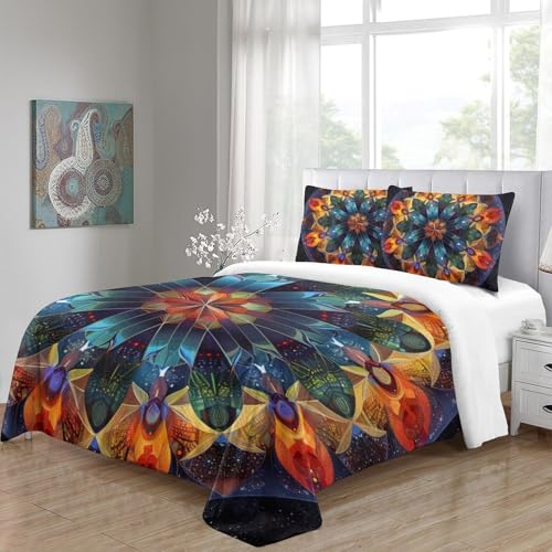 Ensemble de literie bohemia avec housse de couette 3 pièces super king microfibre douce