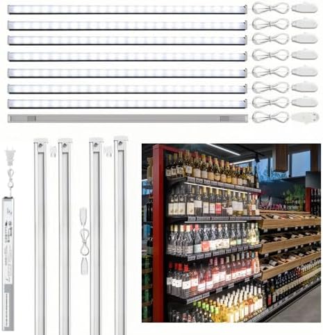 Retail Gondola Light Kit, 6000K Pure White Magnetic Mount with 24...