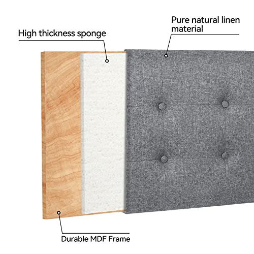 Hausource Headboards For Queen Size Bed With Usb Button Tufting Headboard Wall Mounted Headboard Linen Fabric Padded Adjustable Heigh Headboard For Bedroom #TOP5