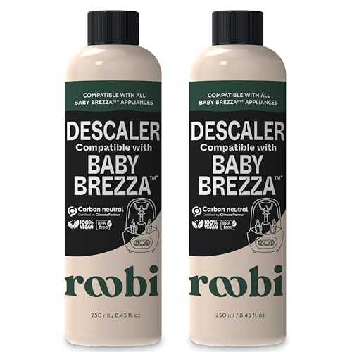 Image of Roobi Descaling Solution Compatible with Baby Brezza. Specially Formulated to Clean & Descale Baby Appliances. Up to 2 Uses per Bottle, 2 Pack. Carbon Neutral.
