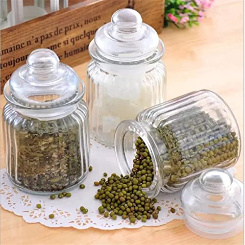 Image of Glass Container Jar With Lid For Kitchen Jars 350 ml For Kitchen Storage Pop Jar Glass Jar Food Storage Containers Spices,Jam,Honey,Aachar,Sugar,Coffee Beans set of 12 (round jar -)