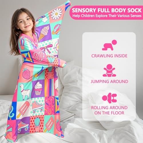 Sensory Sock, Small, 3-5 Years, Unicorn Sensory Full Body Sock for Autistic Kids to Relieve Stress and Focus Relaxing Sensory Compression Body Sack for Kids with Sensory Processing Disorder - Pink - Image 4