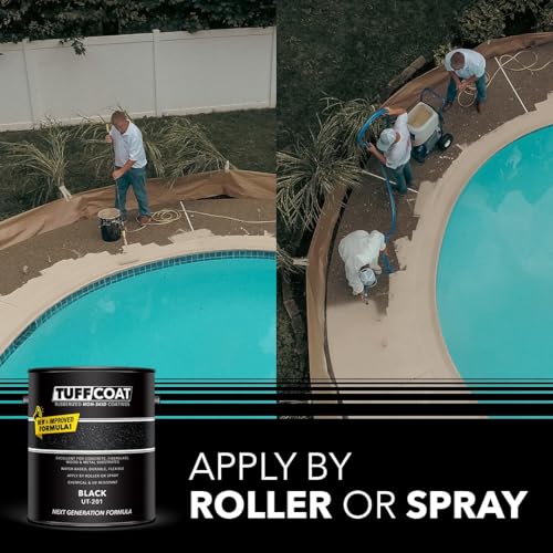 Image of Tuff Coat Medium Texture Rubberized Non-Skid Deck Coating - Textured Non-Slip Safety Surface for Pool Decks, Docks, Boat Ramps, Patios, Walkways & High-Traffic Areas (UT-201 Black 1-gallon)