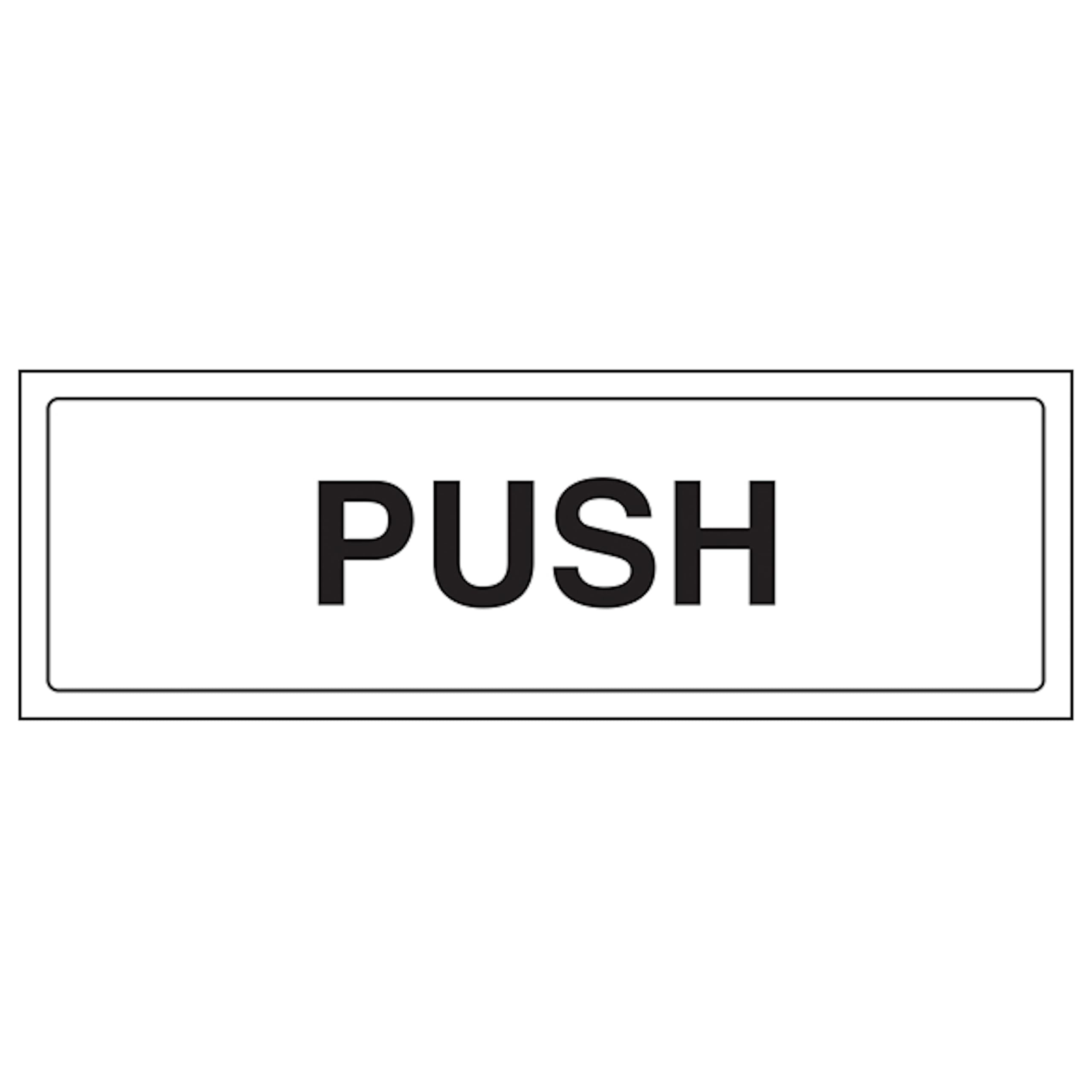 V Safety Push 300 x 100 mm - Self Adhesive Vinyl - Aluminium Effect Safety Sign
