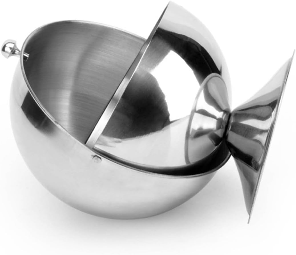 Stainless Steel Sugar Bowl Creative Spherical Condiment Container for Home Kitchen Food Grade Seasoning Jar with for Dining Table Hotel Cafe Buffet