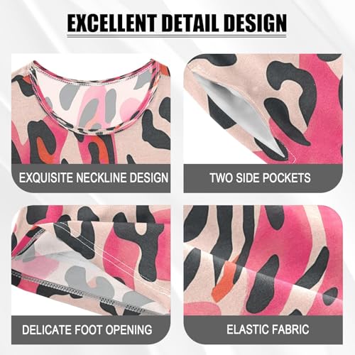 senya Short Sleeve Pajamas Sets Summer Cotton Sleepwear Pink Leopard Skin4