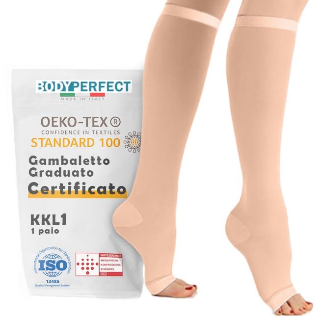 Chaussettes de compression KKL2 BODYPERFECT jambe élastique bout ouvert taille XL