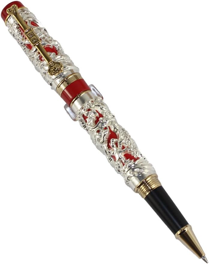 Gullor Collectible Luxury Rollerball pen Dragon and Phoenix Red and silver pen