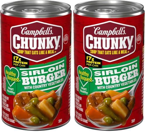 Image of Campbell's Chunky Healthy Request Sirloin Burger With Country Vegetables Beef Soup, 18.8 oz Can (Pack of 2)