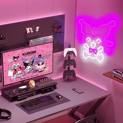 Image of Japanese Anime Neon Sign - Cute LED Light - Kuromi Heart - Purple - Wall Light - Bedroom & Game Room Decor - Gifts for Boys & Girls