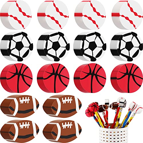 Gommes amusantes pour cadeaux d'anniversaire : lot de 32 récompenses de baseball et foot