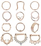 ORAZIO Septum Rings Stainless Steel 16G Hinged Segment Clicker Rings Cartilage Helix Daith Septum...