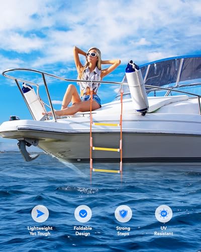 image for CO-Z Boat Rope Ladder, Boat Ladder 440Lbs Strength, Reinforced Polyest