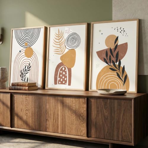 Image of kotart Wood Painting For Wall Decoration - Modern Art Wall Decor Framed Painting For Living Room Bedroom-Framed Wall Posters /Paintings With Frame Set of 3 (Art 1, 13x17 inch)