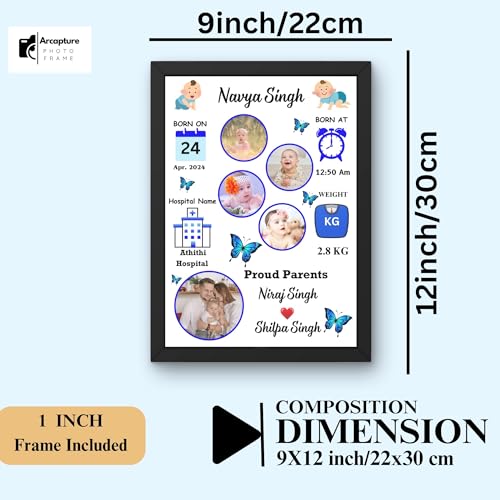 Image of Personalized MDF Wooden Photo Frame Customize with Your Photos, Collage, Text, Quote, Message - Ideal Gift for Family & Friends, 30x22 cm (Design-30)