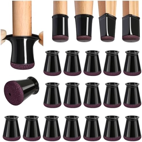 GICUNK 32 Stück Stuhlbeinkappen Rund für Parkett (Fit: 13-22.9 mm) | Schutzkappen für Stuhlbeine mit Filz Schwarz Stuhlbeinschoner, Stuhlbein-Bodenschoner Keine Kratzer, Müheloses