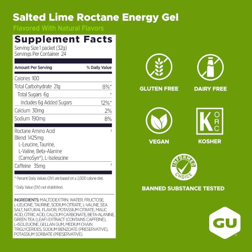 Image of GU Energy, Roctane Ultra Endurance Energy Gel, Salted Lime - 24 Count