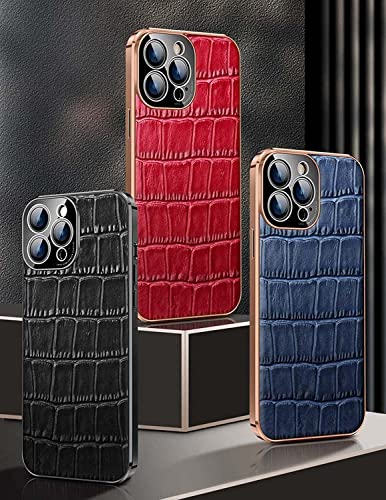 Coque crocodile iPhone 14 Pro Max bleu étui mince antichoc - 3