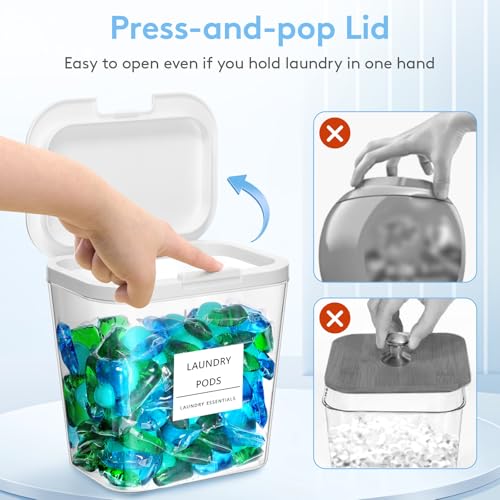 Image of Lifewit Laundry Pods Container with Pop-up Lid, 0.72+0.5 gal, 4 Pcs
