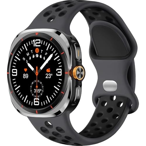 Sport Band for Galaxy Watch Ultra Bands,Compatible with Samsung Watch Ultra Band,Soft Silicone Breathable Waterproof Loop Replacement Strap for Galaxy Ultra Watch Band 47mm for Men Anthracit