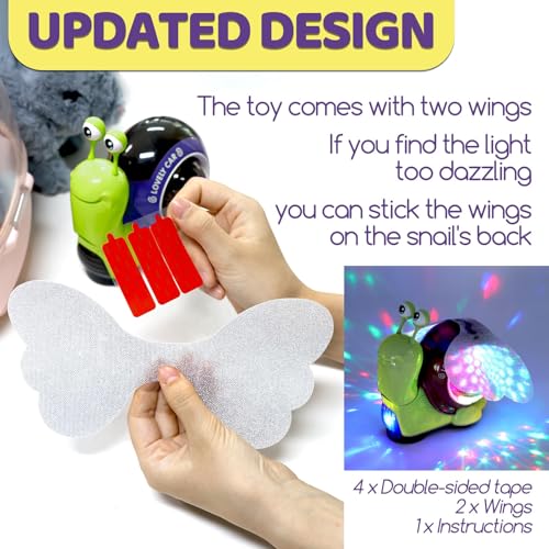 Image of Hunfur Auto-Sensing Snail Crawling Toy,Dynamic LED Lights Music Interactive Toy for Baby Infant Boy Girl, Funny Birthday for Toddler