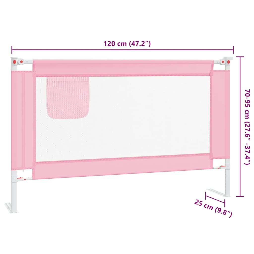 Generisch Kleinkind-Bettschutzgitter Rosa 120x25 cm Stoff,Baby & Kleinkind,Babysicherheit,Baby-Bettschutzgitter,10200