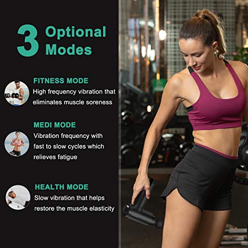 Medcursor Handheld Percussion Massage Gun - Deep Tissue Massager for Pain Relief, Sore Muscle and Stiffness, Powerful Motor High-Intensity - Includes 6 Massage Heads