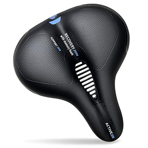 SYOSIN Bike Seat,Comfortable Breathable Gel Bicycle Seat Memory Foam Waterproof Bicycle Saddle for MTB Mountain Bike, Folding Bike, Road Bike, City Bike, Exercise Bike (Blue)