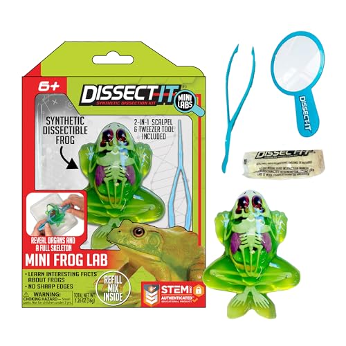 Image of Top Secret Toys Dissect-It Mini Labs Frog Dissection Kit for Kids, Realistic Synthetic Kids Science Kit - On, Biology and Animal Anatomy, STEM Toy, Ages 6+
