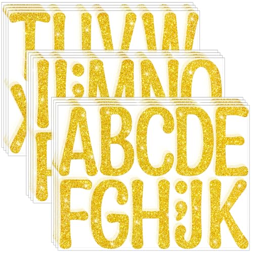 Image of Glitter Gold Letter Stickers,4 Inch Large Sticker Letters for Poster Board | 160 PCS,Self-Adhesive,Vinyl Alphabet Stickers,Bulletin Board Letters for Classroom,Party,DIY Crafts,Home,Office,Mailbox Decor