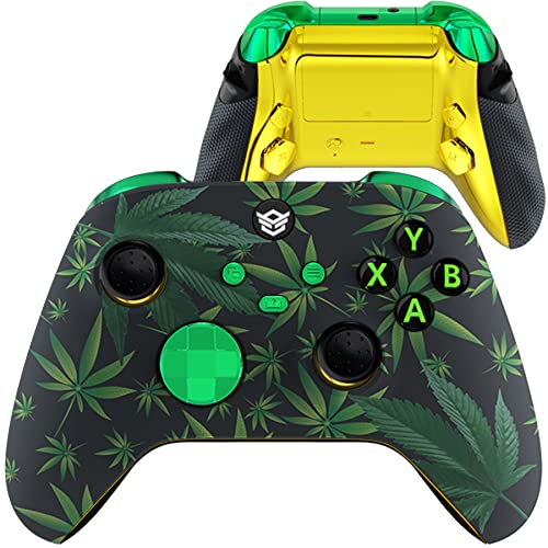 Image of HEXGAMING ADVANCE Wireless Controller for Xbox Series X & S, for Xbox One, and for Windows 7 /8 /10-4 Remappable Back Buttons - Triggers Stop - Interchangeable Thumbsticks - Weeds Labeled Green