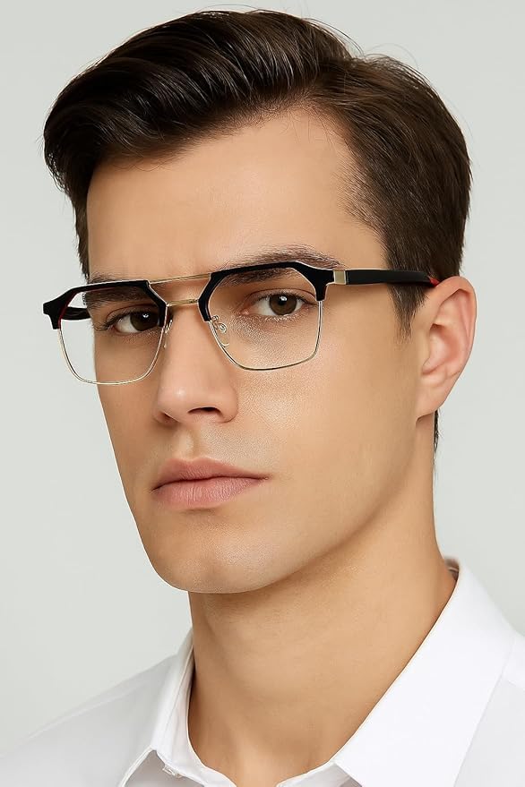 Image of Square Spectacles Clear Anti Blue Ray Blocking BlueCut Anti Glare Reduce zero Power Mobile computer Laptop Gaming protection For Men & Women (Free Size)