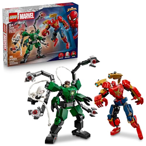 LEGO Marvel Mech Battle: Spider-Man vs. Doc Ock Building Toys for Kids - Super Hero & Villain Poseable Mech Toys W/3 Marvel Minifigures for Kids &...