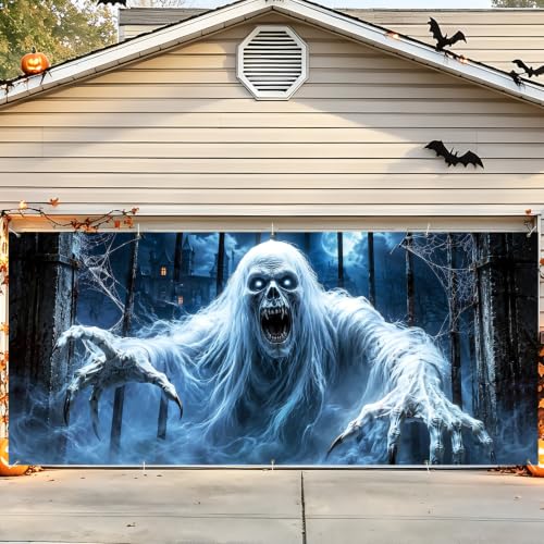 Image of Halloween Garage Door Decorations 7 x 16 ft, Ghoul Gate Cover