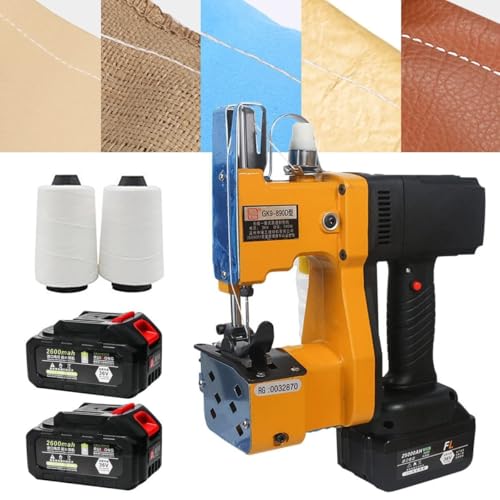 Máquina de coser portátil de mano, cosedora de bolsas recargable con corte automático de hilo para varios materiales