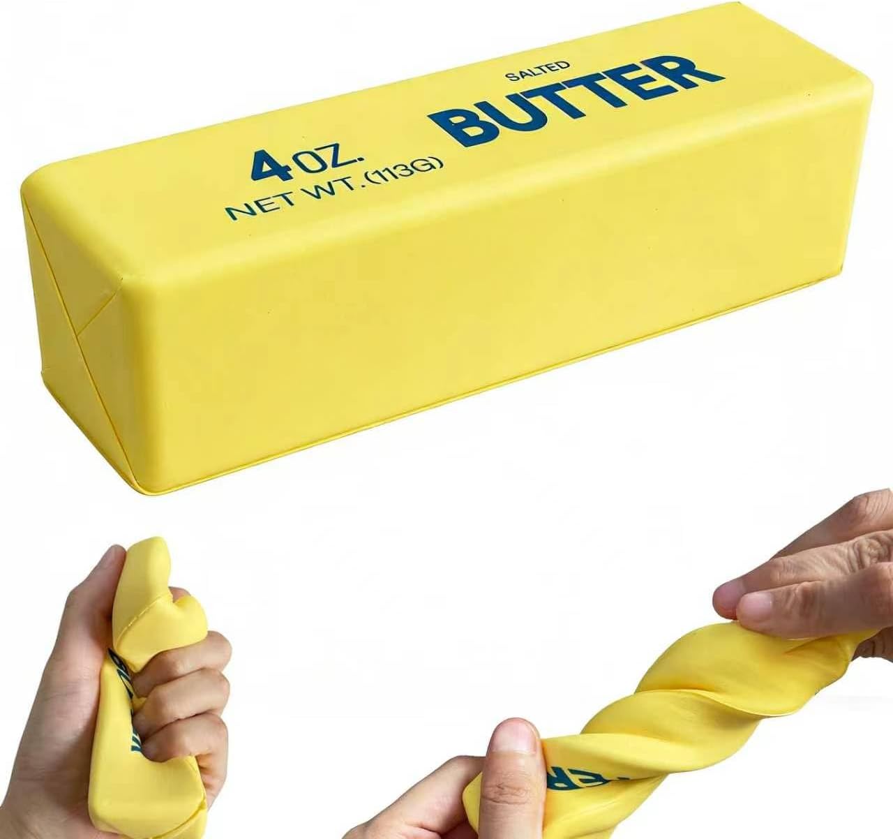 Novelty Squeeze Stress Ball, Realistic Butter Shaped Fidget Toy, Slow Rebound Gel Stress Reliever for Adults, Office Desk Decor