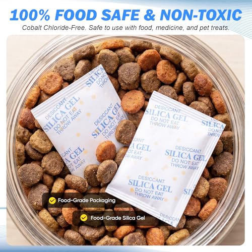 Image of 20g (16 Pack) Color Changing Silica Gel Packets, Food Safe & Non-Toxic Desiccant Packs, Reusable Moisture Absorbers for Ammo Cans, 3D Filament, Camera, Wardrobes & Food Storage