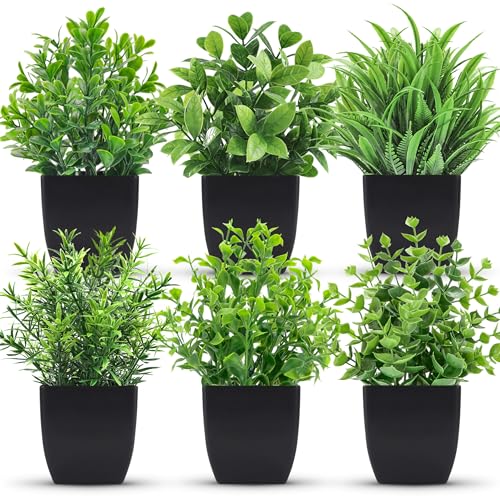 BTSD-home 6-Pack Kleine gefälschte Pflanzen Künstliche Topf Faux Pflanzen im Topf für Home Office Bauernhaus Badezimmer Regal Dekor Indoor BTSD-home 6-Pack Kleine gefälschte Pflanzen Künstliche Topf Faux Pflanzen im Topf für Home Office Bauernhaus Badezimmer Regal Dekor Indoor