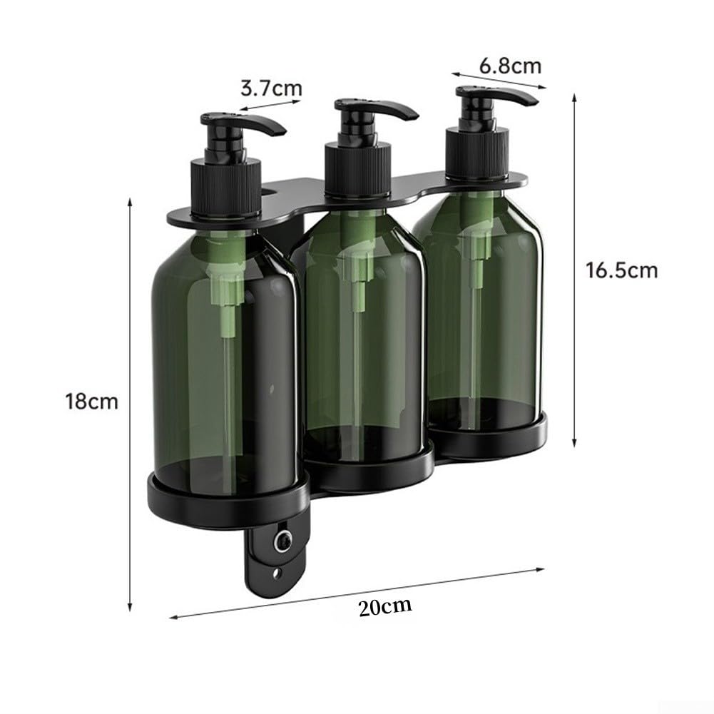 Wall Mounted Shower Soap Dispenser 300ML Stainless Steel Pump Bottle For Shampoo Shower Gel Bathroom Kitchen(3 Bottles)