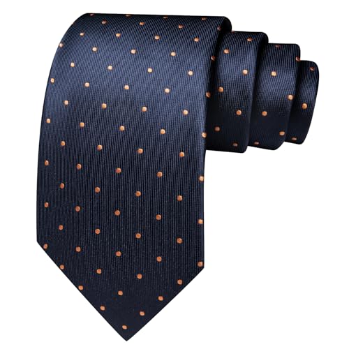 Image of Barry.Wang Ties for Men Silk Tie Sets Polka Dot Woven Necktie Pocket Square Cufflinks Business Wedding