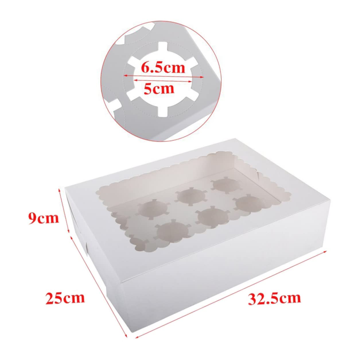 Unomor Portable Cavity Cupcake Box Container White Bakery Cake Carriers with Windowed Design for Muffins Treat Packaging for Parties and Gatherings