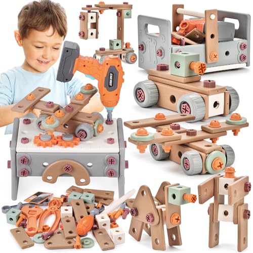 GAGAKU Perceuse-visseuse sans fil pour enfants de 120 pièces - Jouet Montessori - Mallette à outils - Jeu de rôle - Jouet éducatif - Kit de construction...