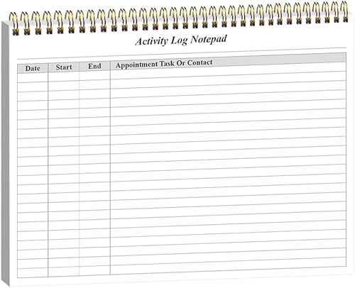 Getvow Bloc de notas de registro de actividad  Libro de registro de actividad en espiral para trabajo de negocios, sin fecha, semanal para hacer