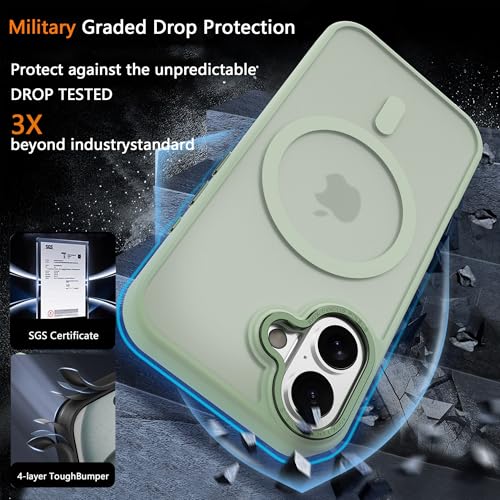 Image of Magnetic for iPhone 17 Phone Case, [Compatible with MagSafe], Screen Protector X1, [Military Grade Drop Protection],Matte Finish,Slim,Shockproof,Protective (Matcha Green, iPhone 17)